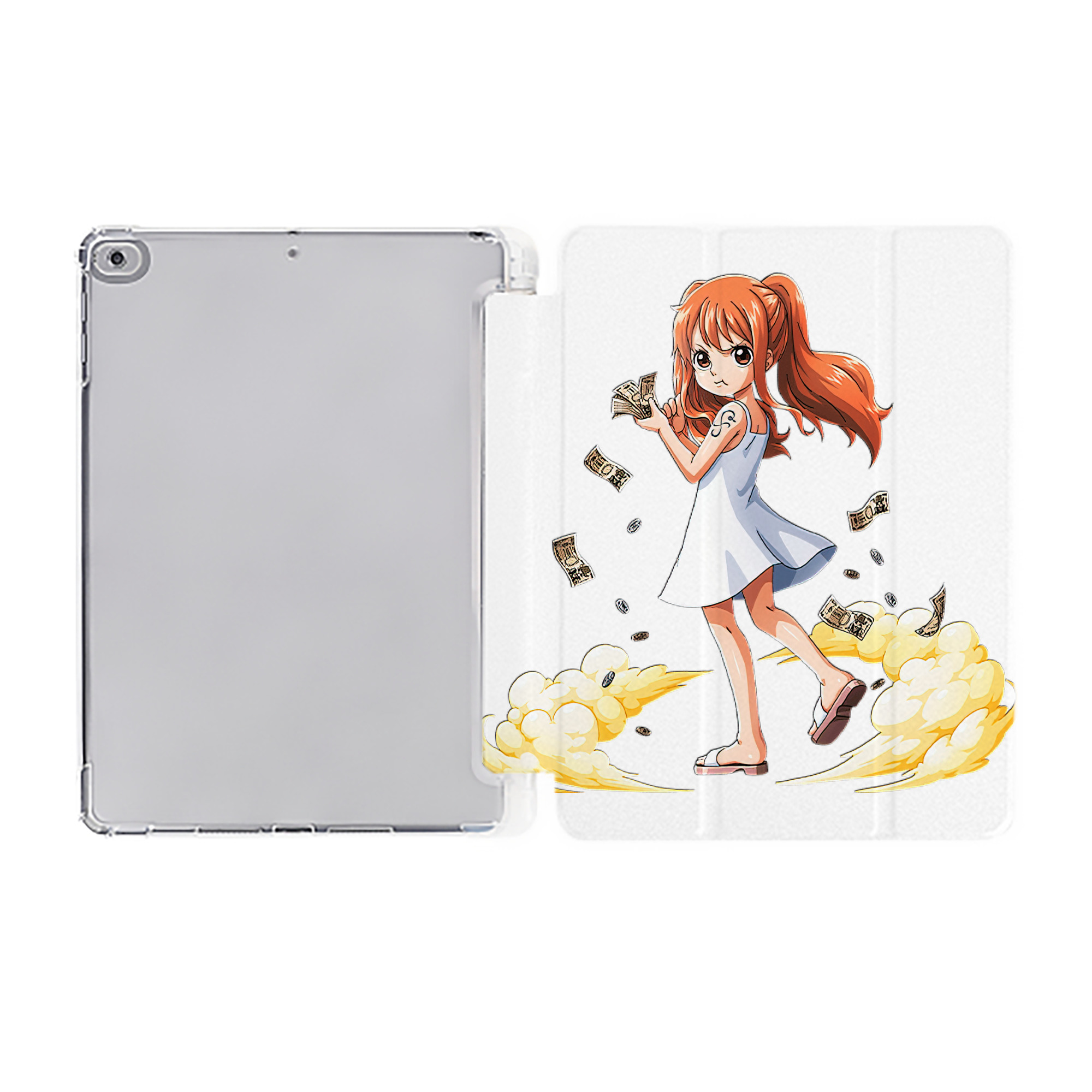 （画像用） ワンピース ナミ ONE PIECE Nami IPad ケース ペン収納付き 三つ折りスタンド PUレザー×シリコン 対応機種9.5/10.5/10.9インチ